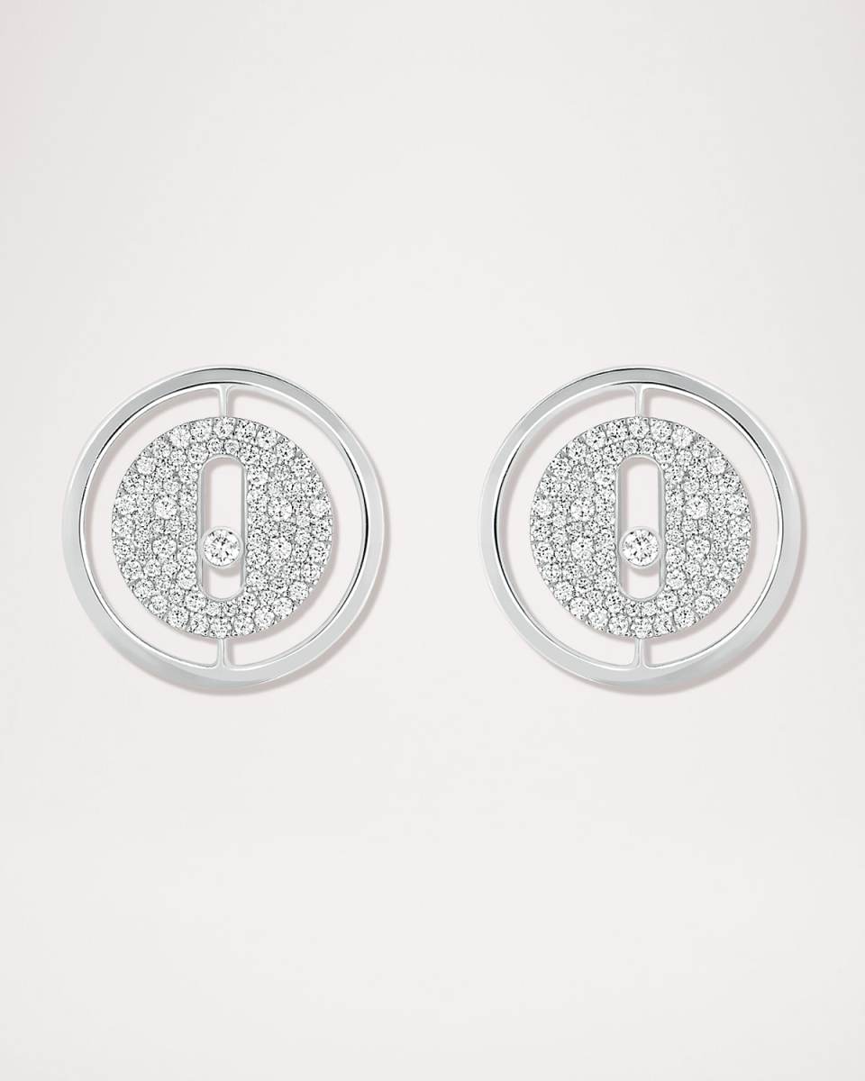 LUCKY MOVE 18K WHITE GOLD DIAMOND STUD EARRINGS